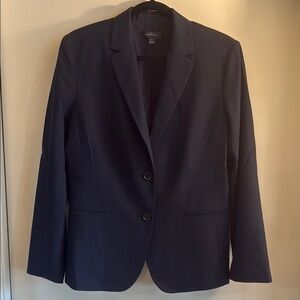 Ann Taylor Navy Blazer Slim-Fit Notched Lapel